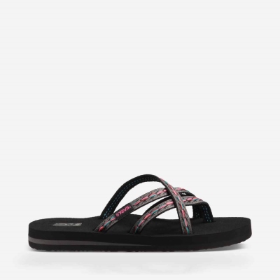 Teva Olowahu - Women's Teva Flip Flops - Black | India (XOPN05627)